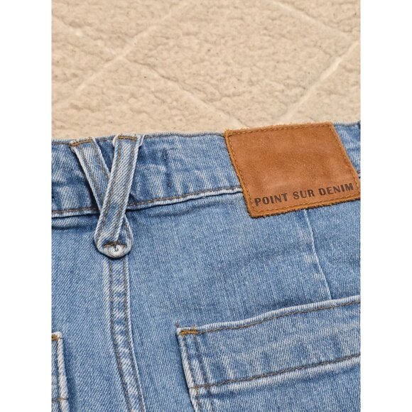 Point Sur Denim Womens Blue Wide Leg Cropped Jeans Pockets Button‎ Fly Size 28 - Picture 7 of 12